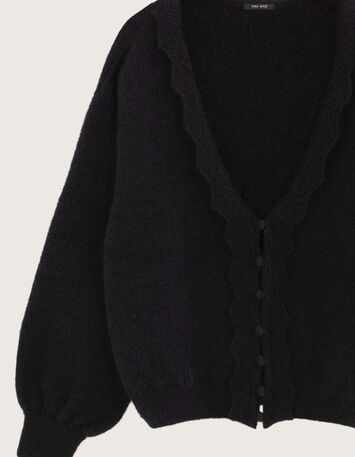 TAIGA - Cardigan noir tricot réversible devant/dos-2