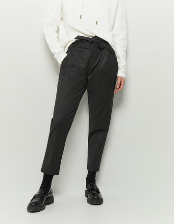PLATON - Pantalon anthracite néo-battle à motif pois-2