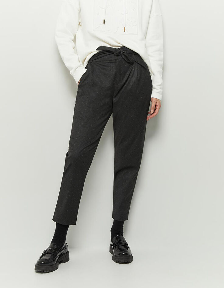 PLATON - Pantalon anthracite néo-battle à motif pois-2