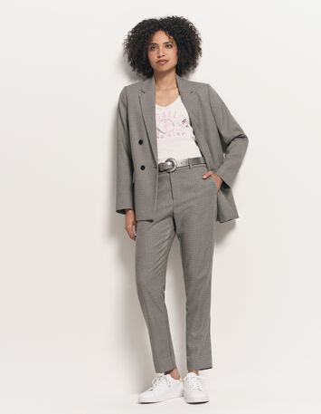 PAN - Pantalon de costume bleue motif pied-de-puce-7
