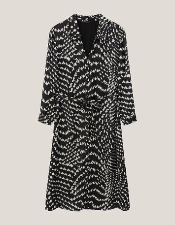 ROUBEN - Robe chemise longue noire à imprimé optique-5