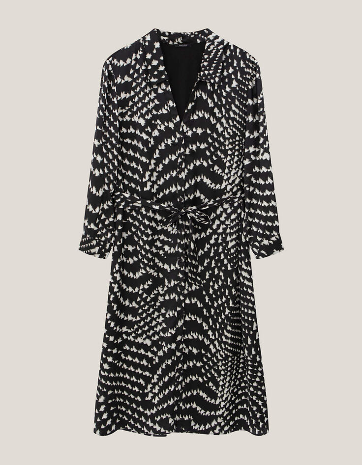ROUBEN - Robe chemise longue noire à imprimé optique-5