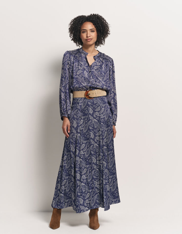 JOSEFA - Jupe longue bleue Lenzing™ Ecovero™ cachemire-6 JOSEFA - Jupe longue bleue Lenzing™ Ecovero™ cachemire-6