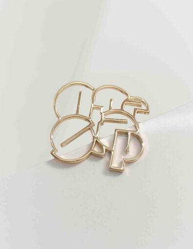 ALEA - Broche forme monogramme en m&eacute;tal dor&eacute; - One Step
