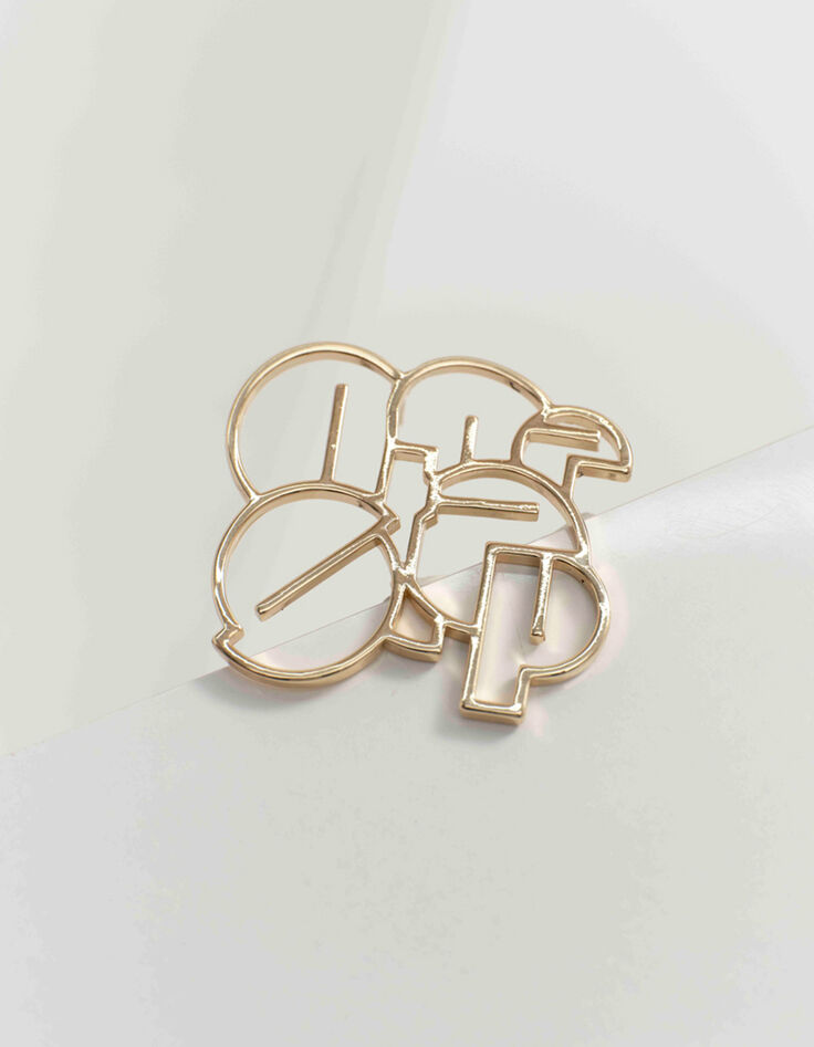 ALEA - Broche forme monogramme en m&eacute;tal dor&eacute;-1