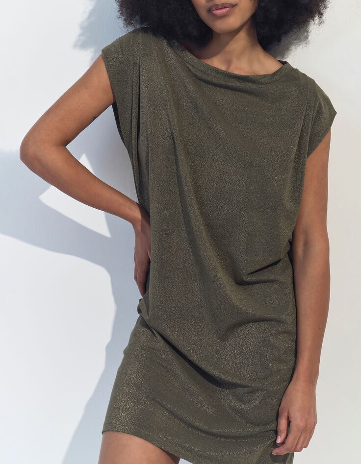 REGINA - Robe kaki maille iris&eacute;e -1