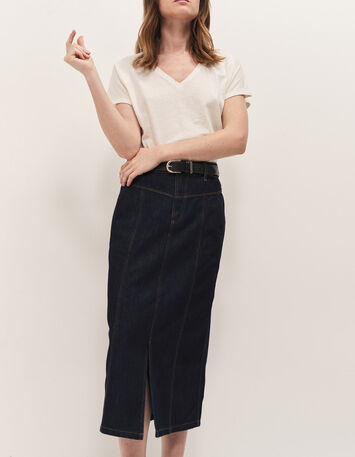 JAKE - Jupe en jean night blue longueur midi-2