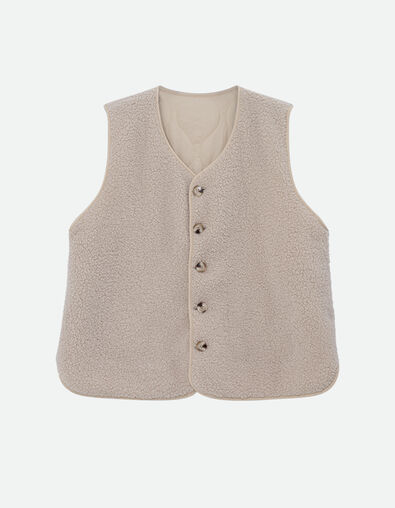 ARIEL - Gilet ivoire sans manches en sherpa - One Step
