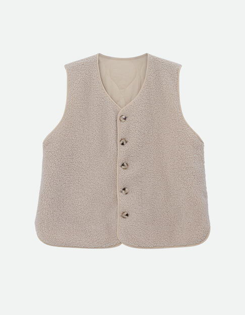 ARIEL - Gilet ivoire sans manches en sherpa - One Step