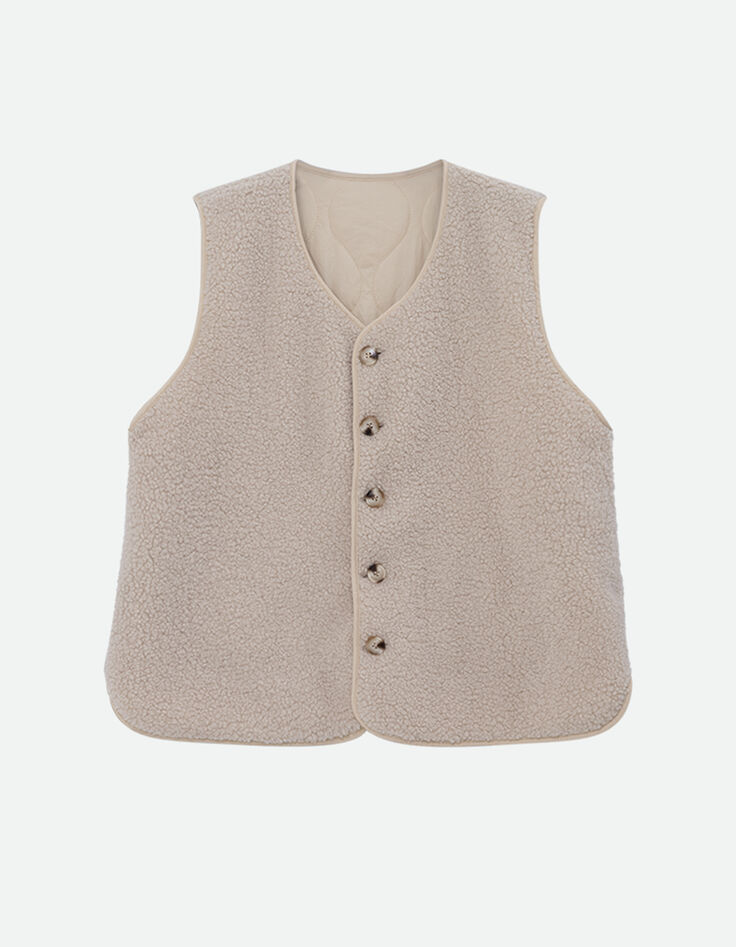 ARIEL - Gilet ivoire sans manches en sherpa-1