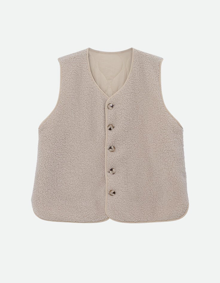 ARIEL - Gilet ivoire sans manches en sherpa-1 ARIEL - Gilet ivoire sans manches en sherpa-1