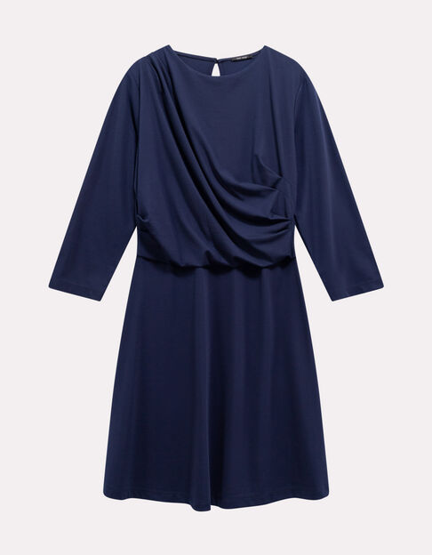 RISOUL - Robe marine effet drapé côté - One Step