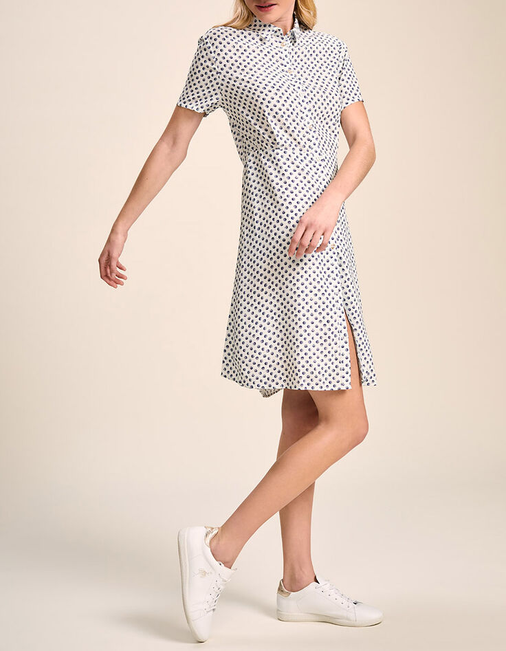 RISE - Robe chemise écrue à imprimé pois graphiques-1