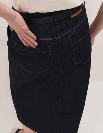 JAKE - Jupe en jean night blue longueur midi-4
