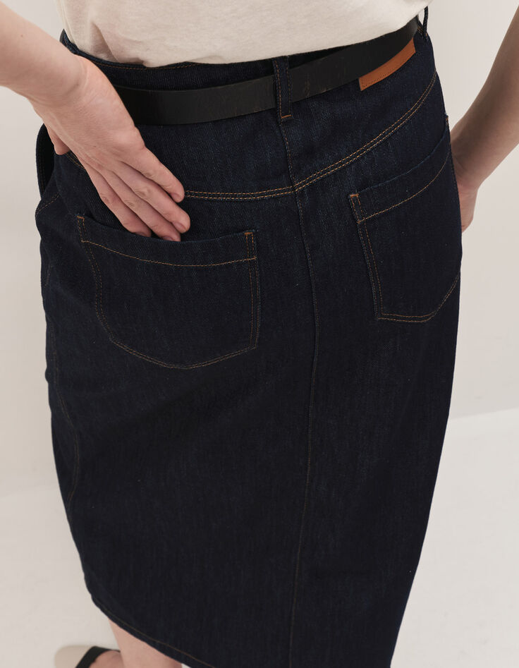 JAKE - Jupe en jean night blue longueur midi-4