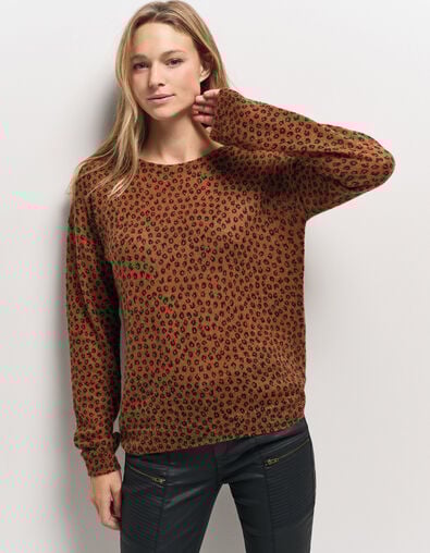 TANAGA - Pull camel tricot motif néo-fauve - One Step