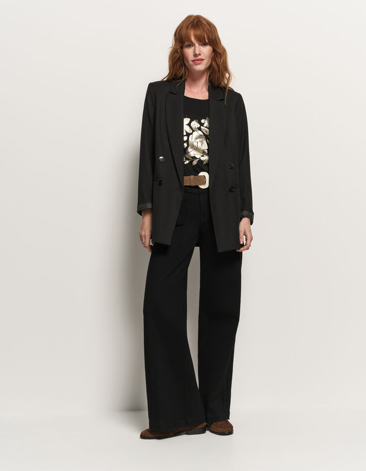 VONDA - Veste de costume noire motif rayures-5 VONDA - Veste de costume noire motif rayures-5