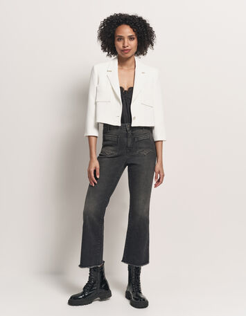 VISTA - Veste de blazer courte blanche polyester recyclé -6