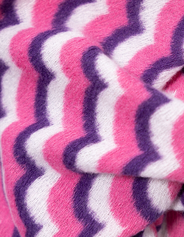 AZURA - Echarpe violette mix motifs pois et vagues-3