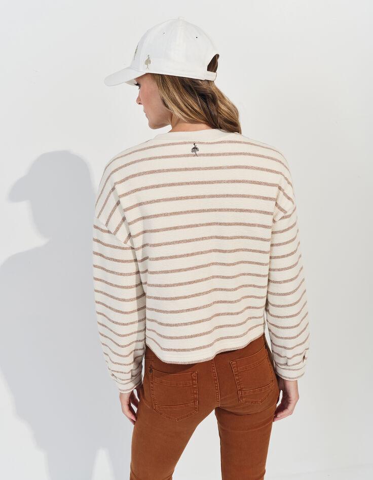 MANNY - Cardigan écru  rayé beige -3