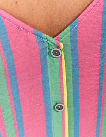 CANDI - Top jaune motif rayures multico -4