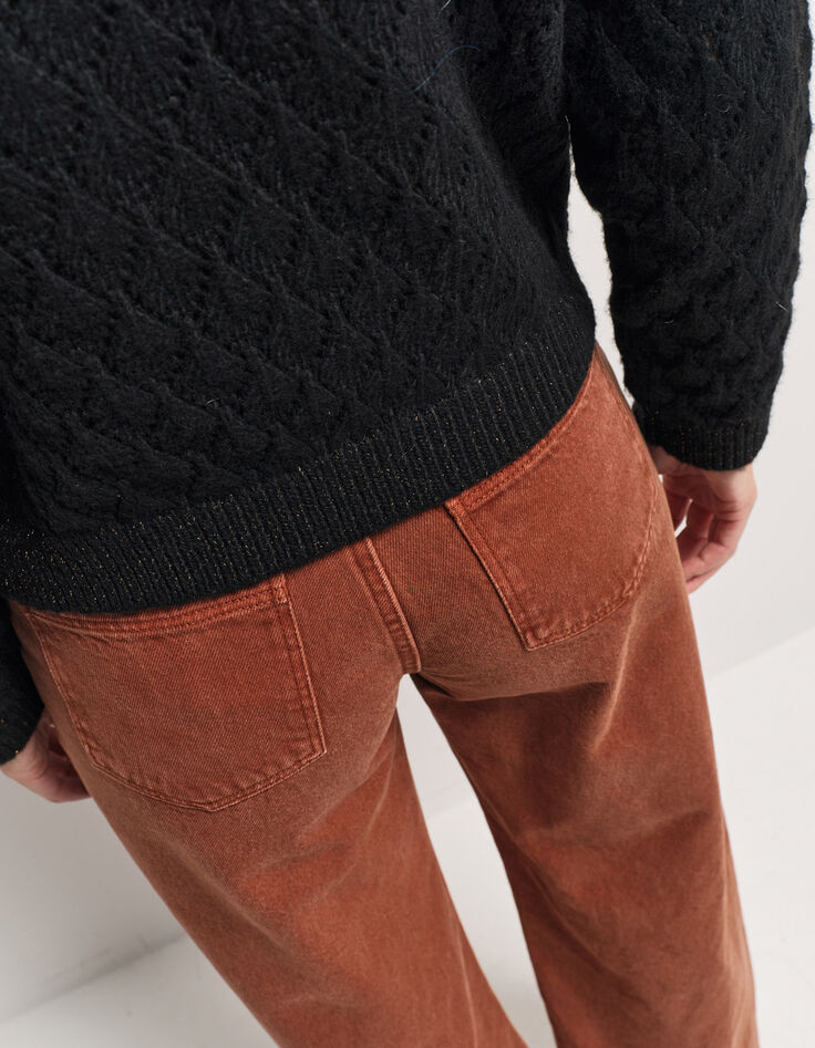 TACEY - Pull noir tricot ajouré réversible devant/dos-6