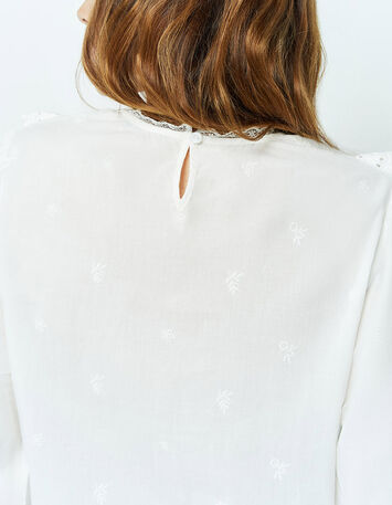 CATALINA - Blouse écrue brodée avec volants-4