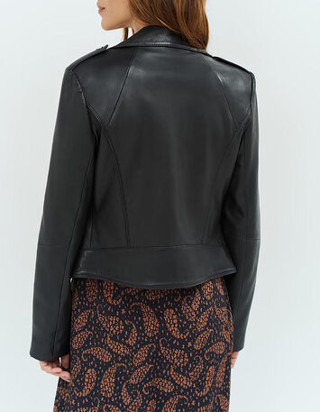 DEAN - Blouson biker noir en cuir-4