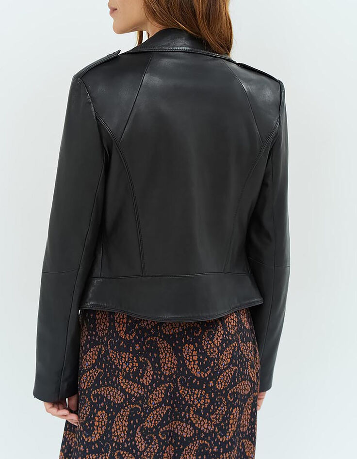 DEAN - Blouson biker noir en cuir-4