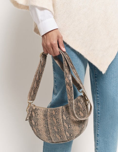 ALMA - Sac besace marron cuir certifié effet python - One Step