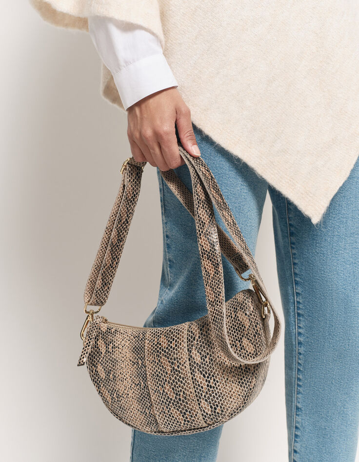 ALMA - Sac besace marron cuir certifié effet python-1