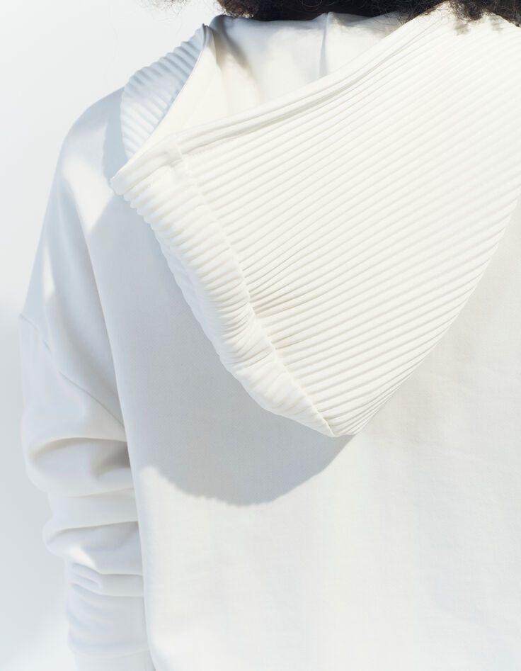 MONTES - Cardigan blanc molleton capuche fantaisie -6