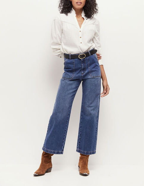 CAISA - Blouse écrue à col collerette dentelle - One Step