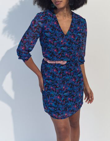 RYANNA - Robe bleue polyester recycl&eacute; floral aquatique -7