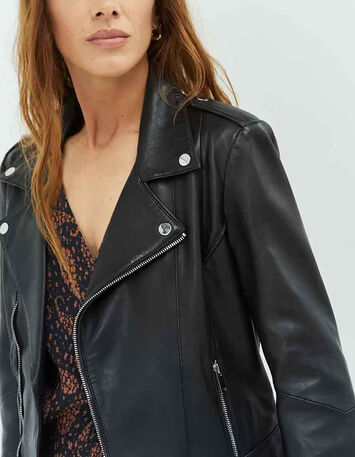 DEAN - Blouson biker noir en cuir-2