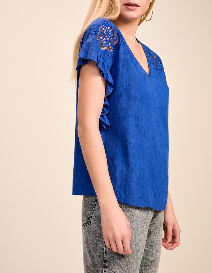 CARISA - Top saphir avec broderies-4