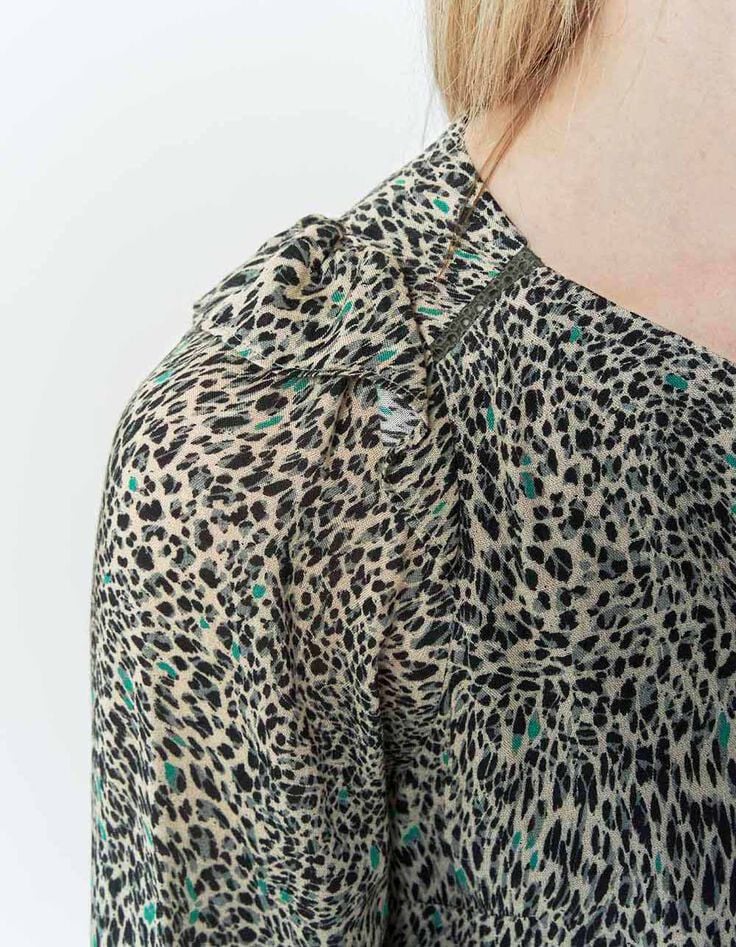CAMPBELL - Blouse kaki à imprimé cool léo-4