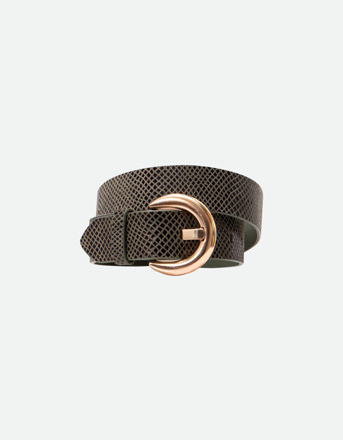 AMALIA - Ceinture kaki cuir certifié effet python  - One Step