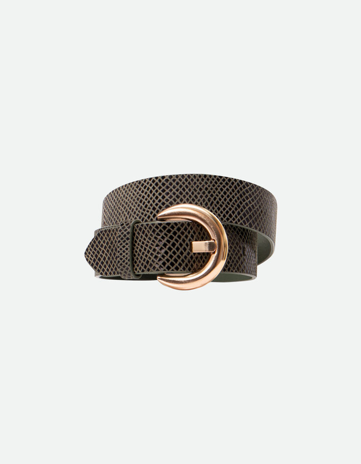 AMALIA - Ceinture kaki cuir certifié effet python -1