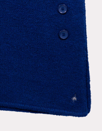 ADA - Poncho bleu tricot boutons côtés-4