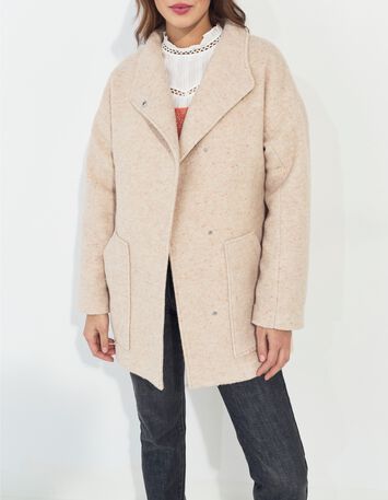 DIAZ - Manteau court ivoire lainage chin&eacute; esprit peignoir-7