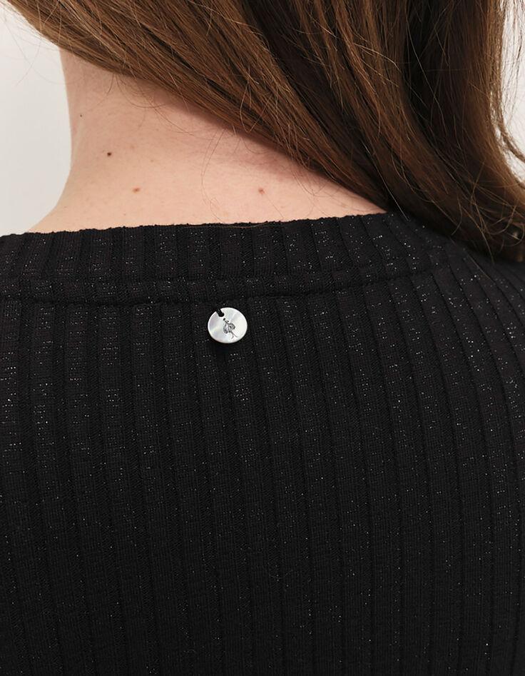 MALENE - T-shirt noir maille lurex c&ocirc;tel&eacute;e-4