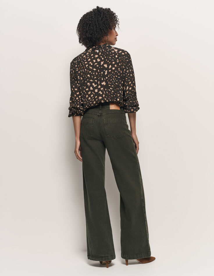COMO - Chemise kaki Lenzing™ Ecovero™ tachiste animalier-3