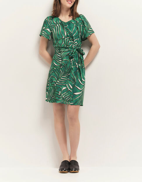 RAMI - Robe green grass &agrave; imprim&eacute; palmes arty - One Step
