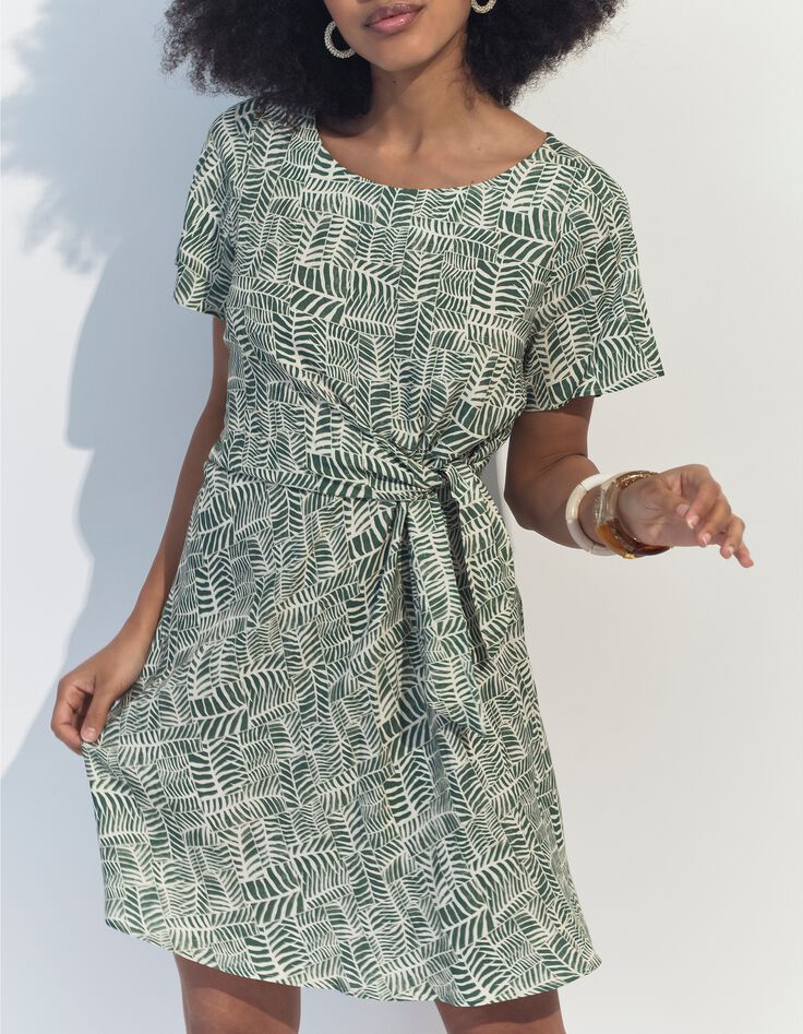 RAMI - Robe verte imprim&eacute; tropical chic -2