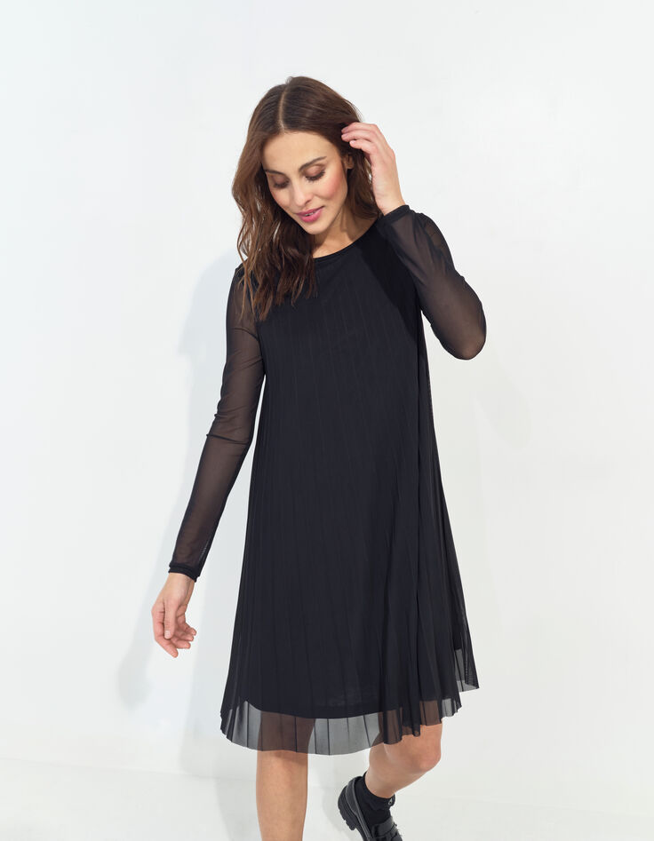 ROMA - Robe noire plissée -3