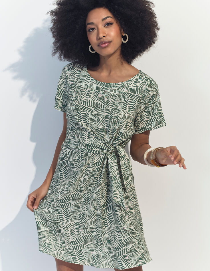 RAMI - Robe verte imprimé tropical chic -2