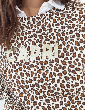 MERAKI - Sweat noir coton bio imprimé léopard message doré-4