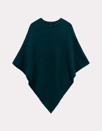ALAMO - Poncho vert tricot col rond-1