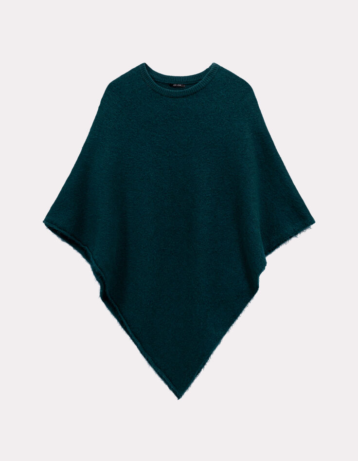 ALAMO - Poncho vert tricot col rond-1
